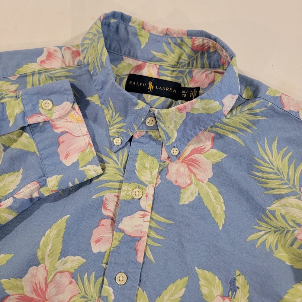 Polo Ralph‎ Lauren Oxford Floral Shirt Mens XL Hibiscus Hawaiian All Over Print